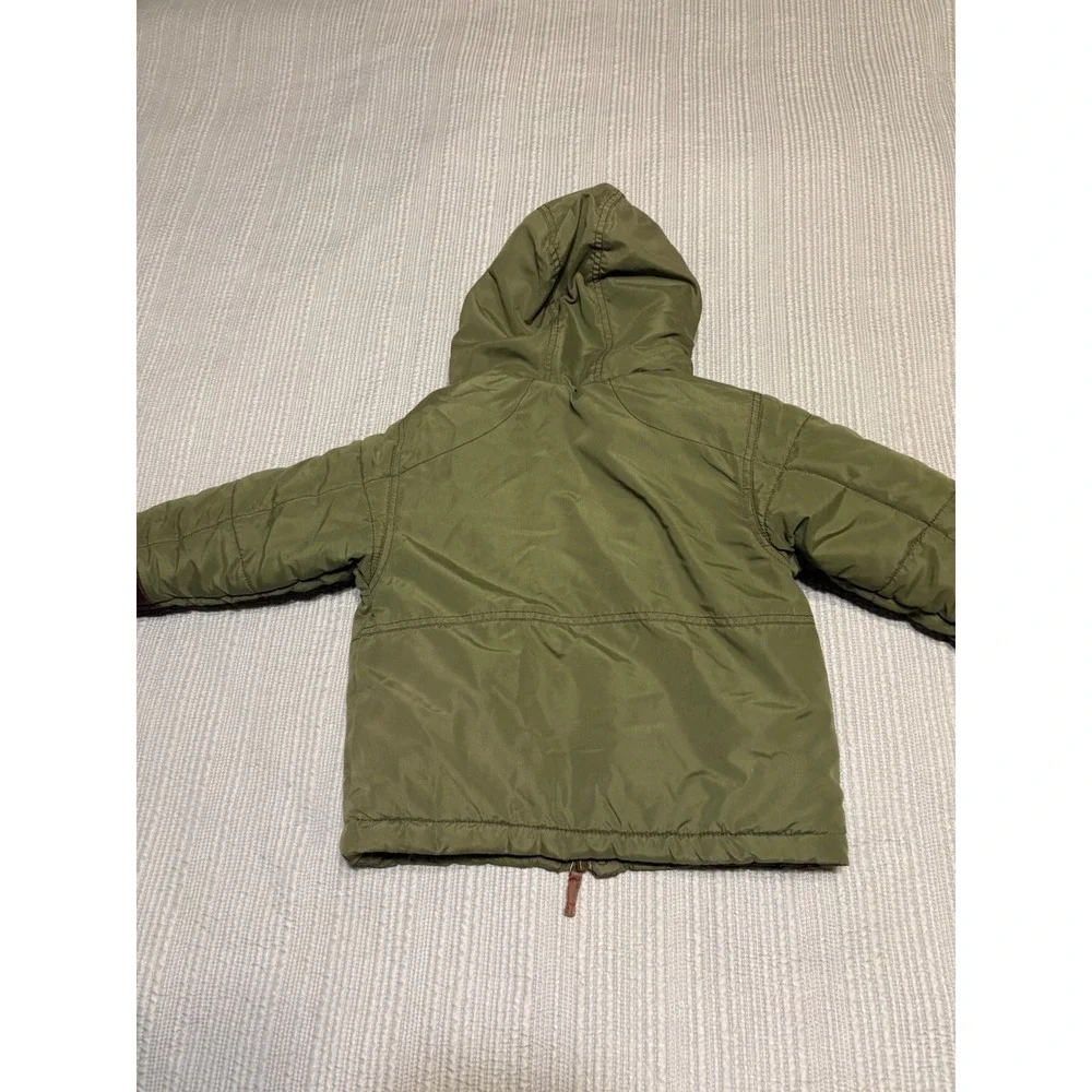 OshKosh Bgosh Boys Olive Green Faux Fur Lined Puffer Jacket Coat Size 5